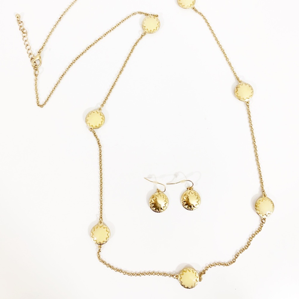 Macy’s Yellow Bead Chain Earring Necklace Set